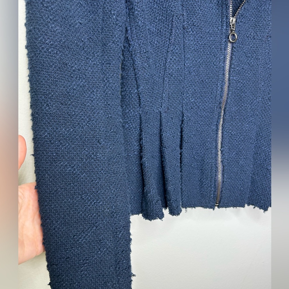 Rebecca Taylor navy blue bouclé peplum jacket Size 6 - Picture 6 of 8